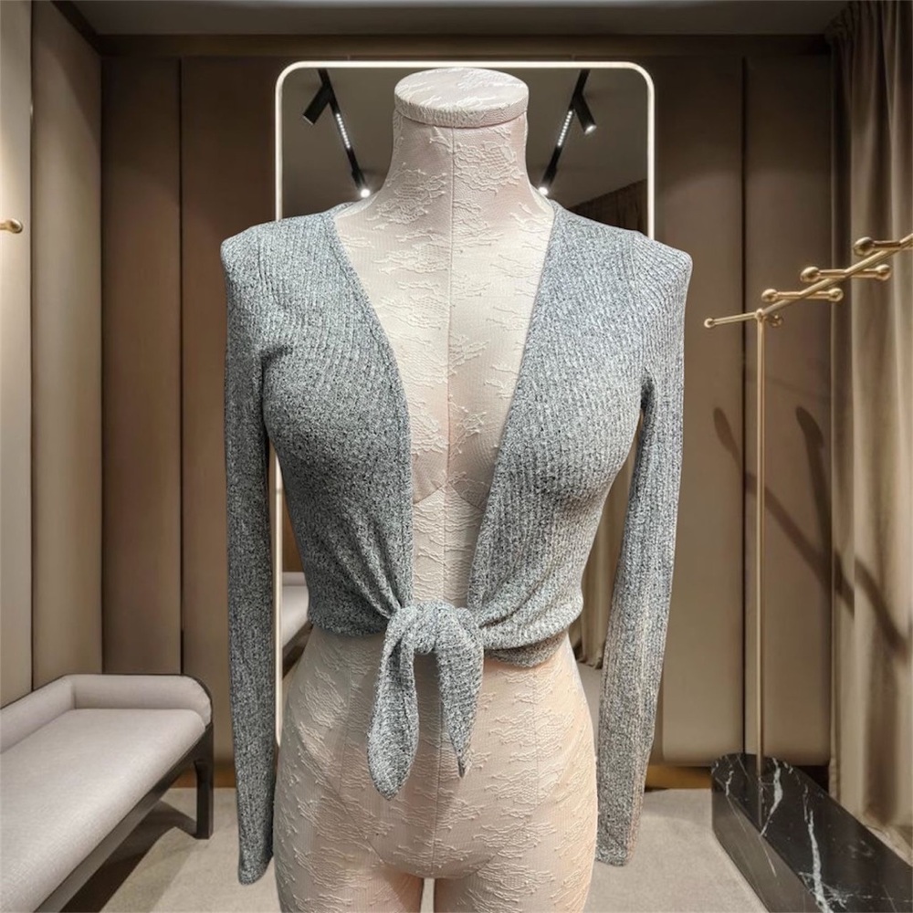 Garage Heather Gray Tie-Front Cardigan